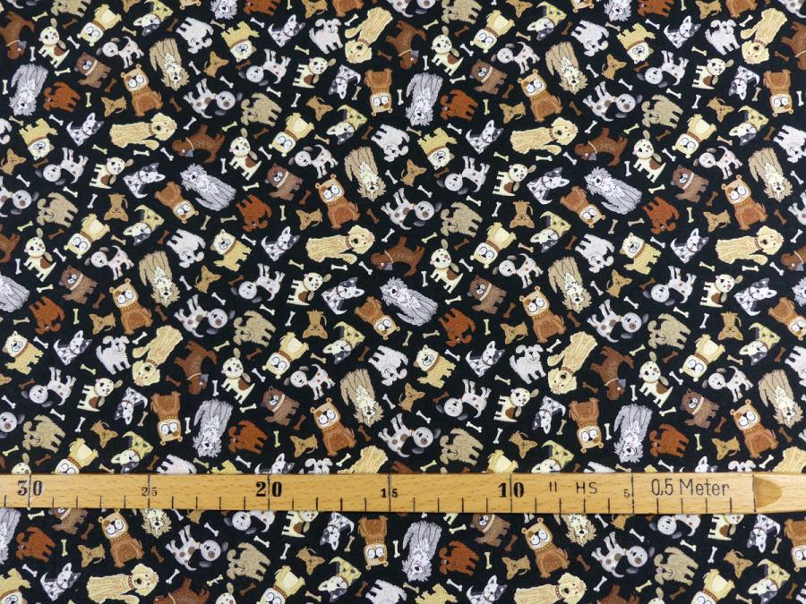 kleine Huinde Patchworkstoff mit Maß